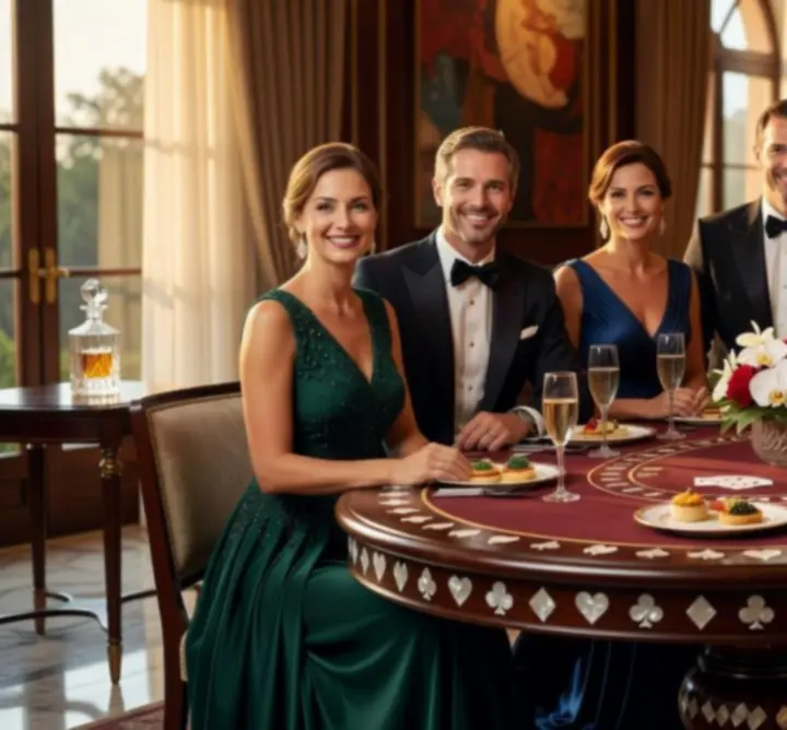 Animatrices KRASUCKI ŁUKASZ animant une table inspirée de l'univers poker dans une ambiance élégante