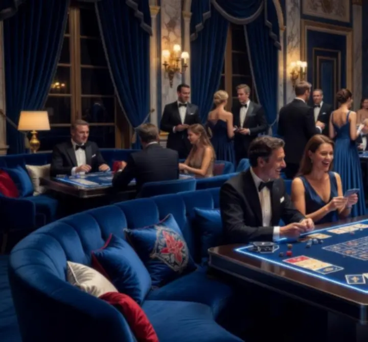 Ambiance élégante de soirée sociale avec table de jeu