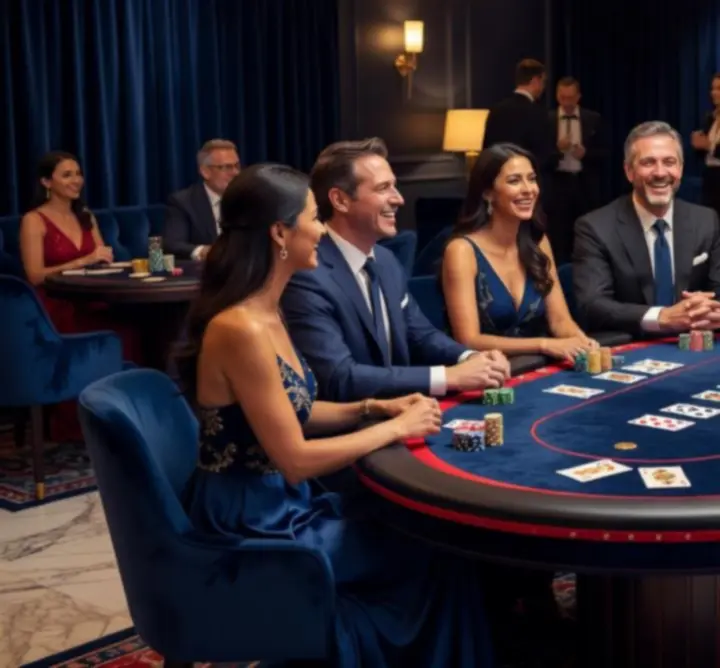 Table de poker thématique chic avec jetons et cartes